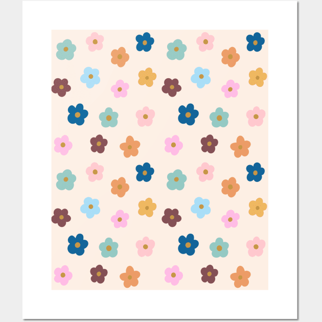 Groovy Flowers Pattern Wall Art by OneThreeSix